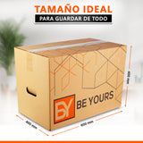 Pack de 10 Cajas de Cartón Doble para Mudanzas Muy Resistentes | 60x40x40 cm | Con Asas Reforzadas para un Transporte Fácil y Seguro - Be Yours