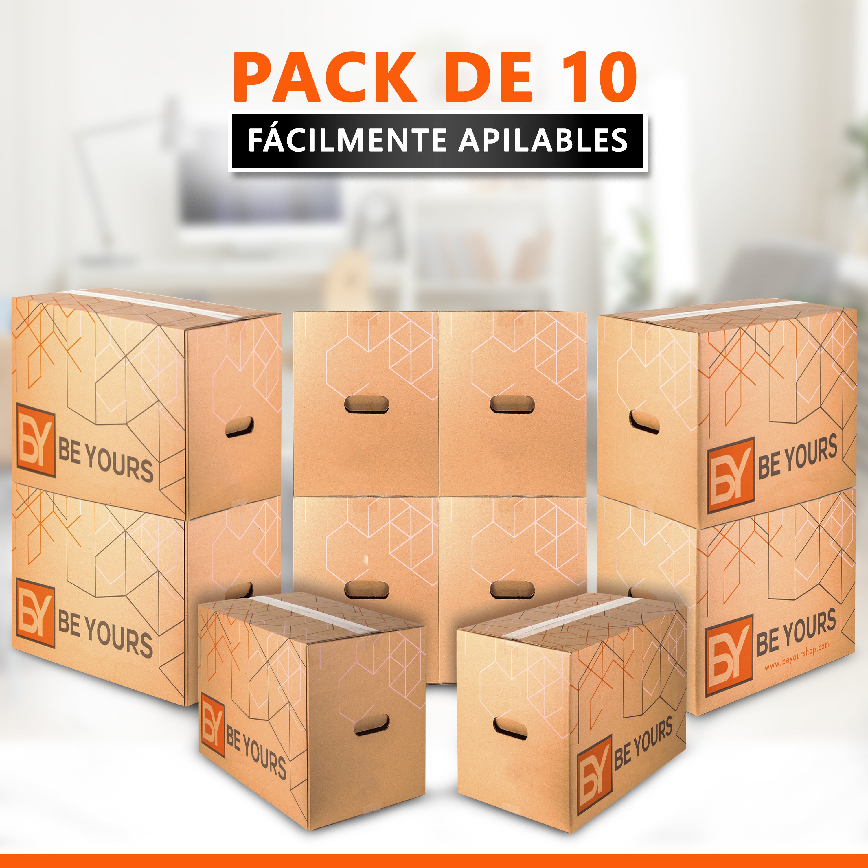 Pack 10 Cajas Carton Almacenaje Mudanza con Asas Extafuertes Anónimas para  Embalaje y Envios 60x40x40 cm