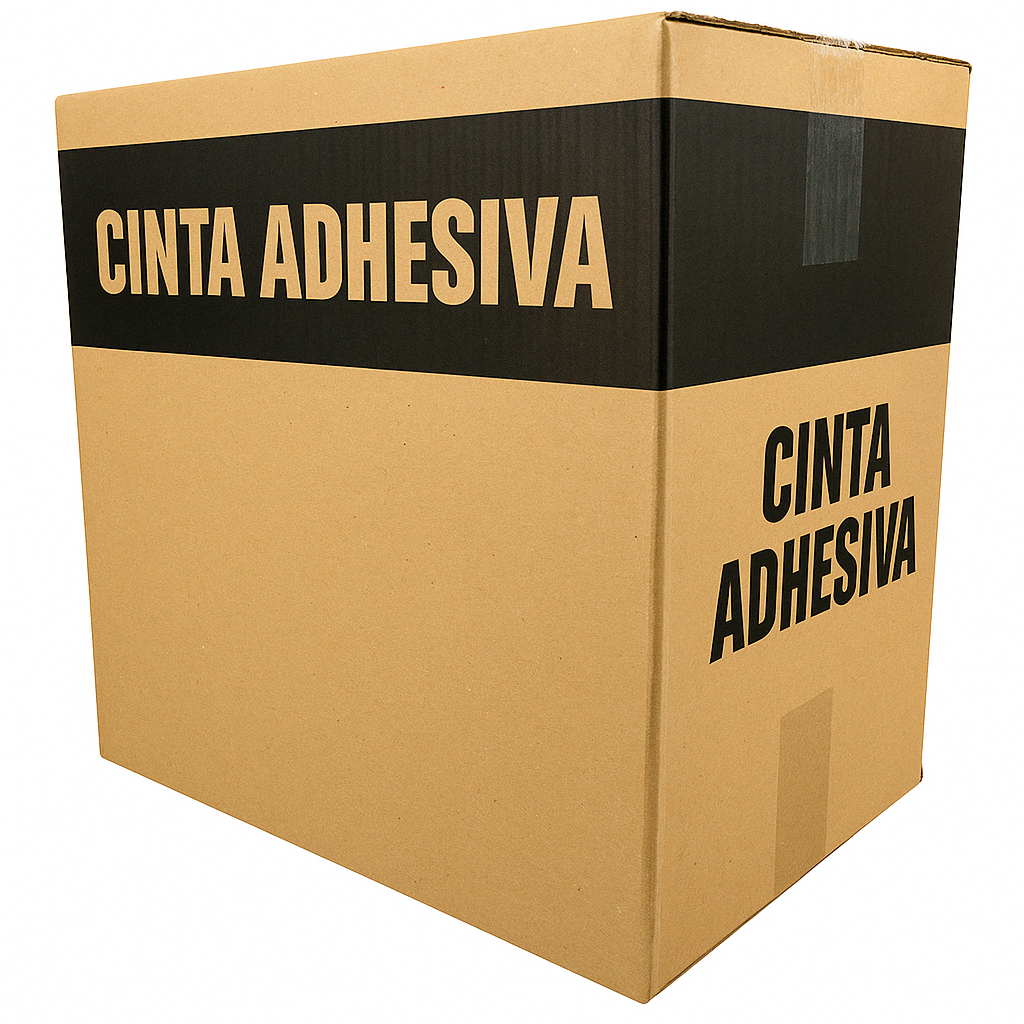 Cinta de embalar transparente cerrando una caja de cartón de mudanza
