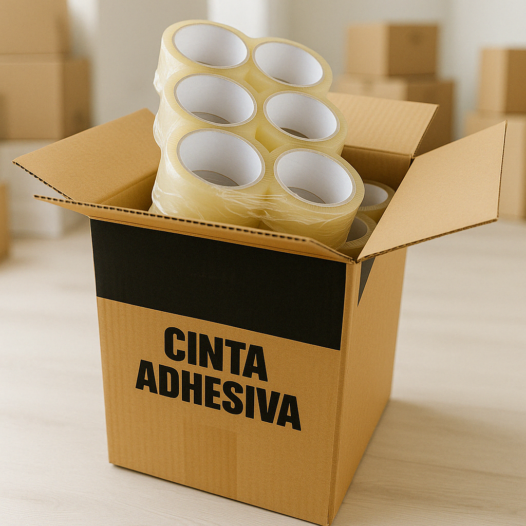 Rollo de cinta adhesiva transparente de 48 mm para precintar cajas
