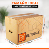 Pack de 20 Cajas de Cartón con Asas | 500x300x300 mm | Las Mejores Cajas para Mudanzas Ultra-resistentes - Beyours Products