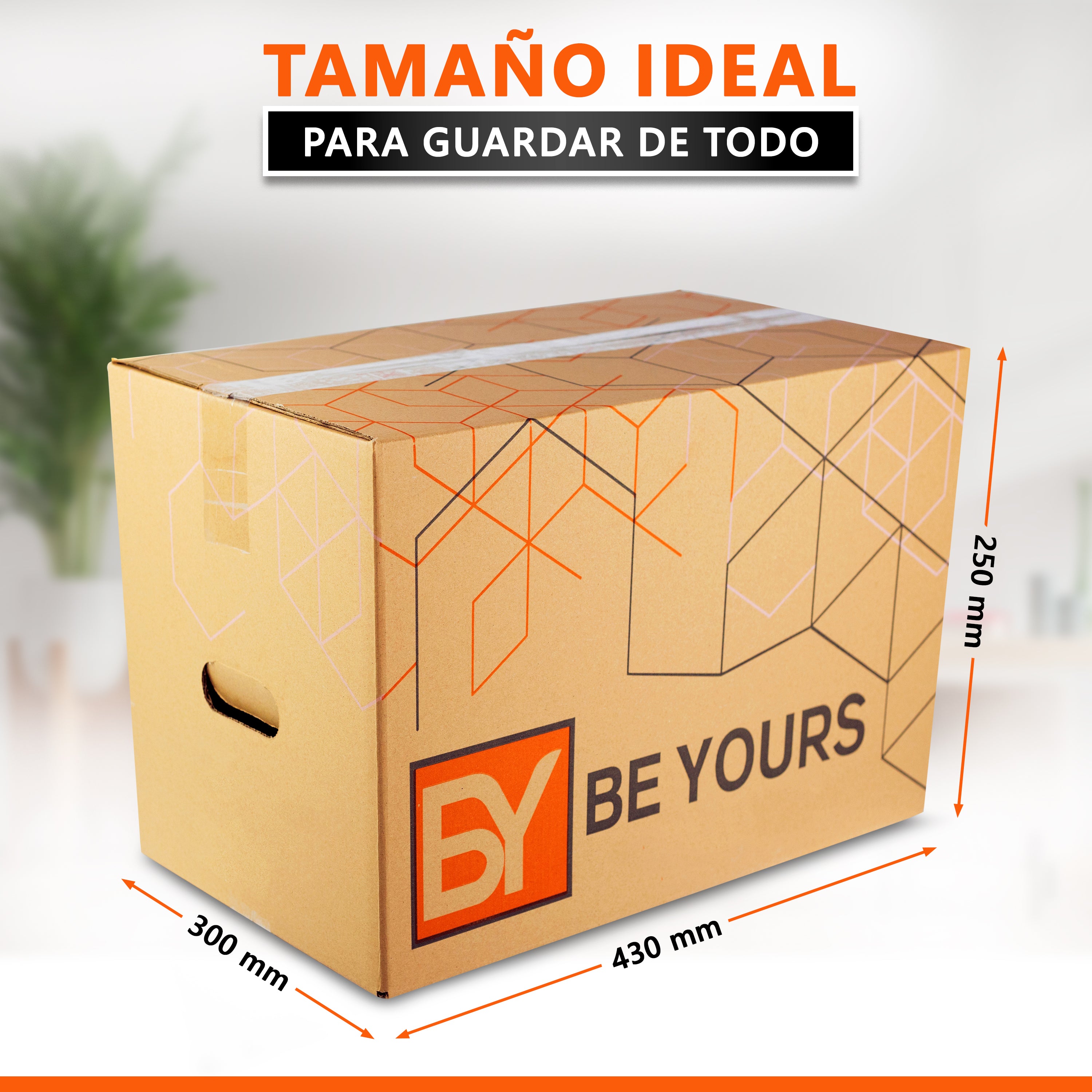 Pack de 10 Cajas de Cartón con Asas | 430x300x250 mm | Las Mejores Cajas para Mudanzas Ultra-resistentes - Beyours Products