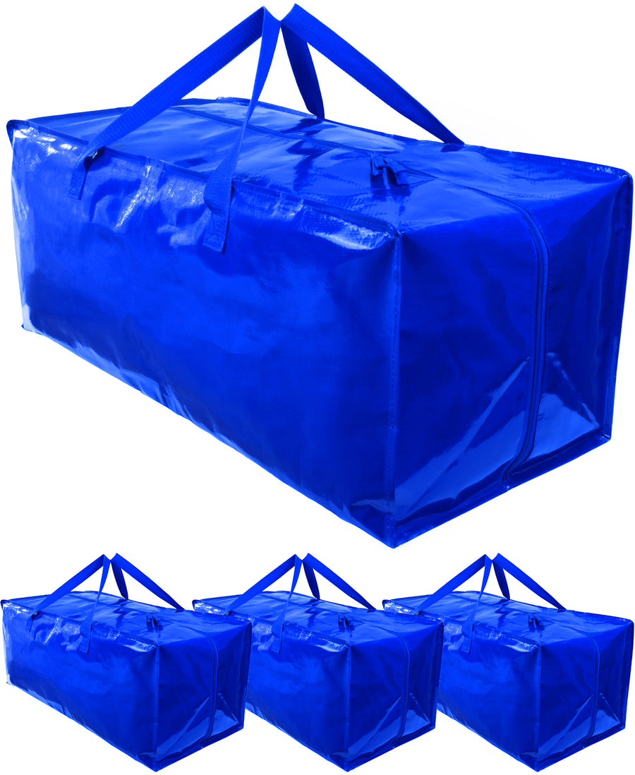 Pack de 4 Bolsas para Almacenaje y Mudanzas | Bolsas Reutilizables, Muy Grandes, Impermeables y Súper-Resistentes | Correas para usar como Mochila, Fuertes Asas y Cremalleras - Beyours Products
